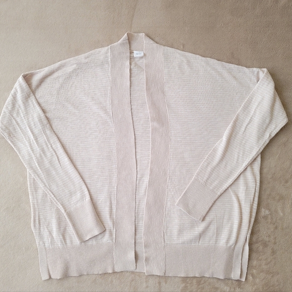 Gap Women Cream/White Striped Open Front Cardigan Size XS - Picture 2 of 4